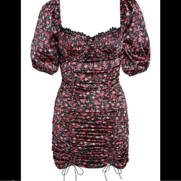 For Love and Lemons Floral Print Puff Sleeve Bustier Mini Dress Size Large - Picture 5 of 14